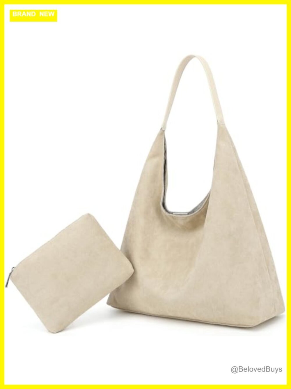Faux Suede Slouchy Hobo Tote Bag